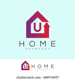 home initial Letter U Logo design