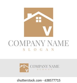 home initial Letter V Logo Design