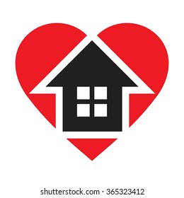  home inside heart logo vector.