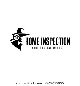 Home inspection logo. detective icon with a magnifying glass. home sales logo