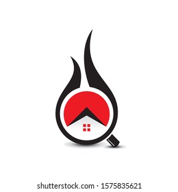 Home Inspection Logo Template, Security and protection of home from fire.	