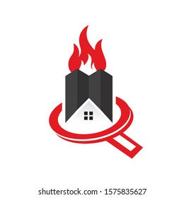 Home Inspection Logo Template, Security and protection of home from fire.	