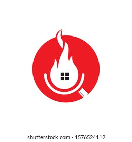 Home Inspection Logo Template, Security and protection of home from fire.	
