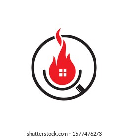 Home Inspection Logo Template, Security and protection of home from fire.	