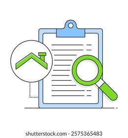 Home Inspection Report Icon Representing Property Evaluation, Assessment Documentation, and Inspection Details
