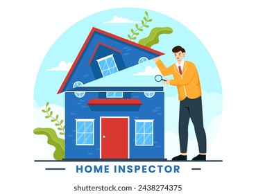 Home Inspector Vector Illustration with Checks the Condition of the House and Writes a Report for Maintenance Rent Search in Flat Background