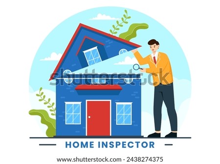 Home Inspector Vector Illustration with Checks the Condition of the House and Writes a Report for Maintenance Rent Search in Flat Background