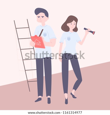 Home Inspectors at home control. Illustration in the environment.
