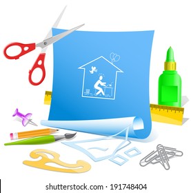 Home inspiration. Paper template. Vector illustration.