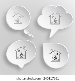 Home inspiration. White flat vector buttons on gray background.