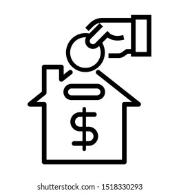 Home installment icon. Simple design. Line vector. Isolate on white background.