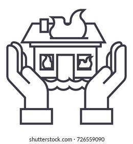 home insuarance  vector line icon, sign, illustration on background, editable strokes