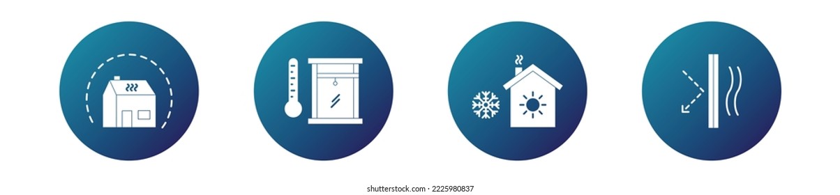 Innenisolationssymbole, Konzept des Dämmdienstes, Vektorsymbole des Heizsystems, Symbol für Heiztechnik, Symbole für Wärmeerzeuger einzeln auf weißem Hintergrund