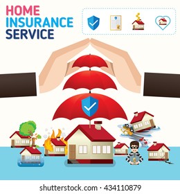 Home insurance business service icons template. Can be used for workflow layout, banner, diagram, number options, web design, timeline, info graphics.Vector illustration.