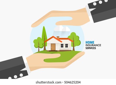 Home Insurance Business Service. Vector Illustration Concept Of Insurance.