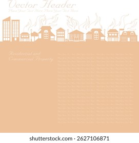 Home insurance concept with building symbols and accident background.