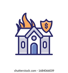 Home Insurance Filled Outline vector illustration icon.