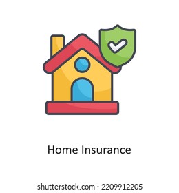 Home Insurance Filled  Outline Vector Icon Design Illustration On White Background. EPS 10 File