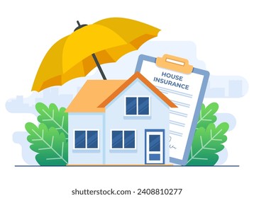 Home insurance flat illustration vector template, Property security, Financial protection, Real estate insurance policy concept for ui, social media, website banners, mobile apps, infographic