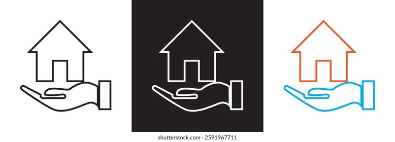 Home insurance icon.  Isolated on white and black background. Vector illustration. EPS 10