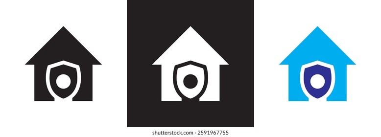 Home insurance icon.  Isolated on white and black background. Vector illustration. EPS 10