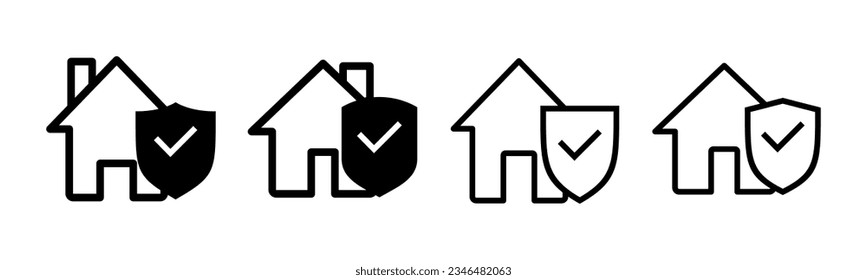 home insurance icon set illustration. home protection sign and symbol