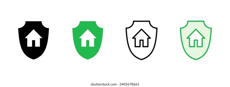 Home insurance icon set. home protection icon