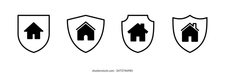 Home insurance icon set. home protection icon