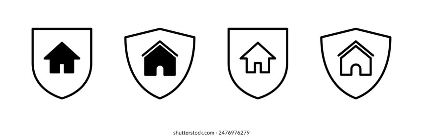 Conjunto de iconos de seguro de hogar. icono de protección de hogar