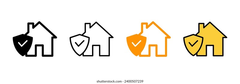 vector de conjunto de iconos de seguros domiciliarios. símbolo de protección del hogar