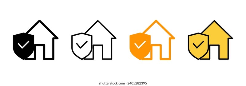 vector de conjunto de iconos de seguros domiciliarios. símbolo de protección del hogar
