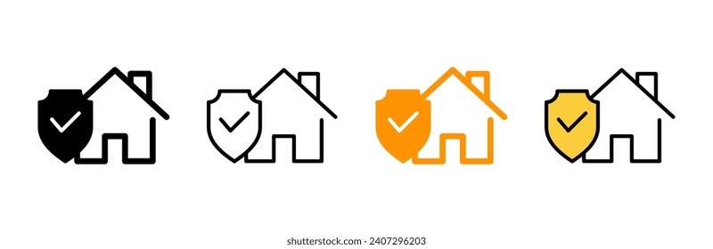 home insurance icon set  vector. home protection sign and symbol