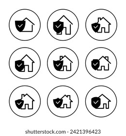 home insurance icon set  vector. home protection sign and symbol