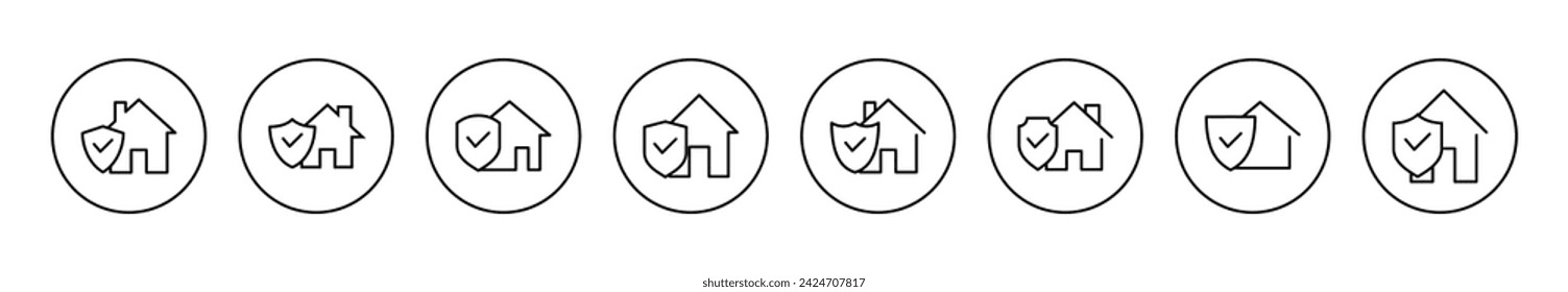 home insurance icon set  vector. home protection sign and symbol