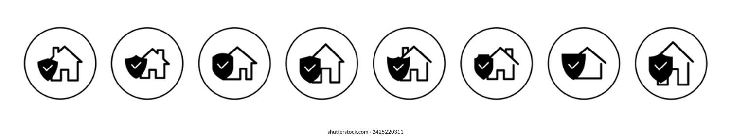 home insurance icon set  vector. home protection sign and symbol