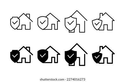 vector de icono de seguro residencial para aplicaciones web y móviles. símbolo de protección del hogar