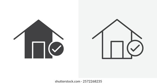 Home insurance icons. flat and line style set