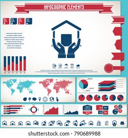 Home Insurance Icons set and infographics elements