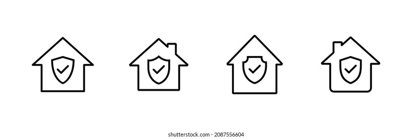 home insurance icons set. home protection sign and symbol