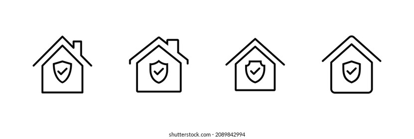 home insurance icons set. home protection sign and symbol