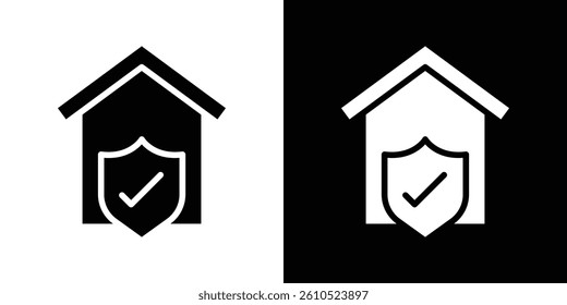 Home insurance icons vector set in solid flat style