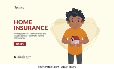 Home insurance landscape banner design template. 