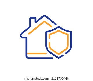 Home insurance line icon. House protect sign. Property defense symbol. Colorful thin line outline concept. Linear style home insurance icon. Editable stroke. Vector