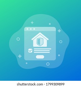 Home Insurance Online, Vector Icon