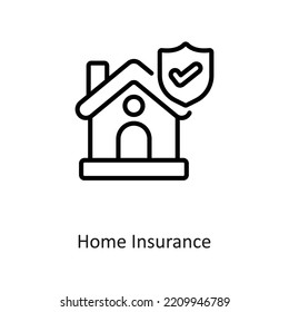 Home Insurance Outline Vector Icon Design Illustration On White Background. EPS 10 File