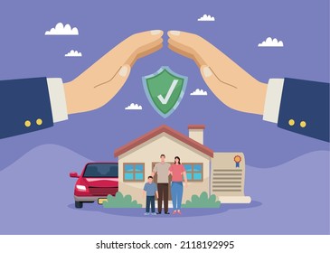 home insurance with properties icons