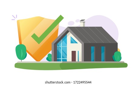 Home Insurance Security Protection Care Or Safe House Property Building Insured And Shield Coverage Warranty Vector Flat, Estate Risk Guard, Guaranty Allowance Safeguard Defense Concept Modern