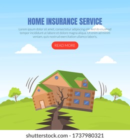 Home Insurance Service Landing Page Template, Protection of Building Online Web Page, Mobile App Vector Illustration