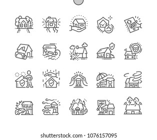 Home Insurance Well-crafted Pixel Perfect Vector Thin Line Icons 30 2x Grid For Web Graphics And Apps. Simple Minimal Pictogram