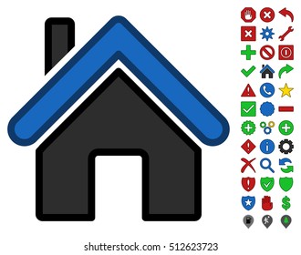 Home interface pictogram with bright toolbar icon clip art. Vector pictogram style is flat symbols with contour edges.